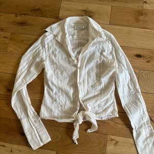 Farinaz Taghavi striped cream blouse